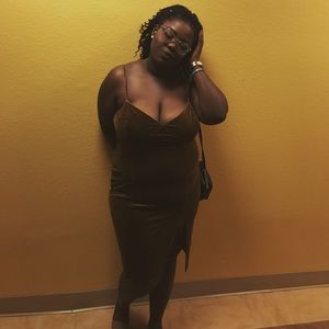 Velvet Caramel Midi Dress